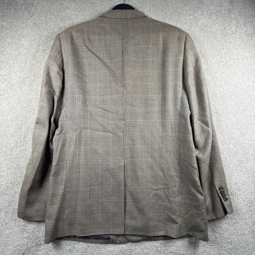 John W. Nordstrom Sport Coat Mens 42L Brown Excellent Silk Wool Houndstooth
